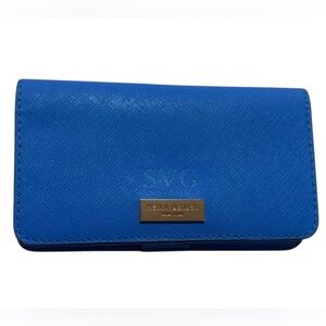 Henri Bendel Vibrant Blue Saffiano Leather Wristlet  6” x 3.5”